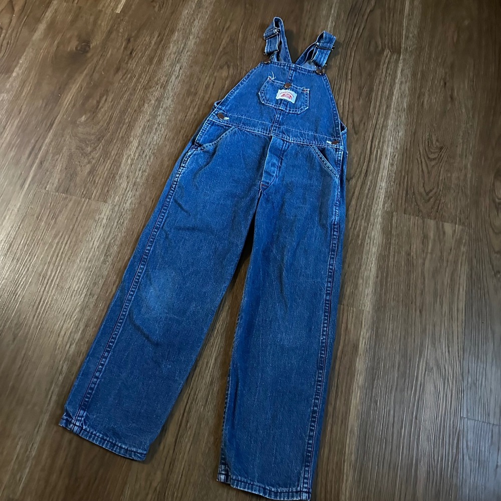 Round House Denim Overalls Kids Size 7 Blue Good Vintage Made in USA Workwear